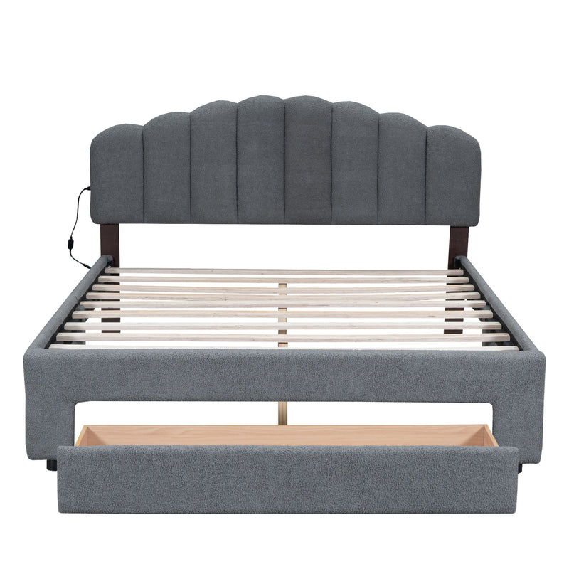 Upholstered Platform Bed With Drawer