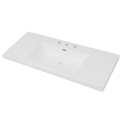 Vanity Top With 3 Faucet Holes, Rectangular Basin For Bathroom - White