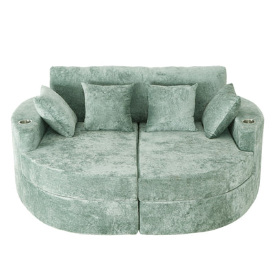 Boneless Design Upholstered Sofa Bed With Cup Holders