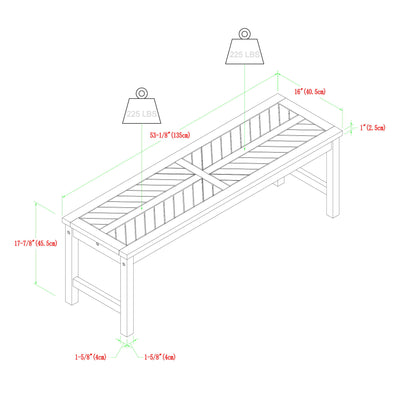 Modern Slat Top Solid Wood Patio Bench