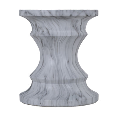 Geometric Round Outdoor End Table - Marble