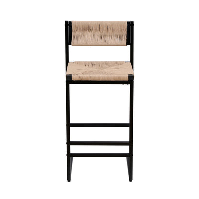 Bar Stools Paper Rope Weave Dining Chairs With Back Hand Weave Stools For Kichen Island, Bar & Counter (Set of 2)