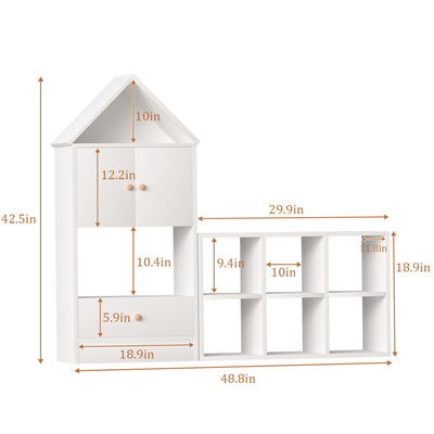 Versatile Children's Bookshelf With House Shaped Design, Multi Functional Storage