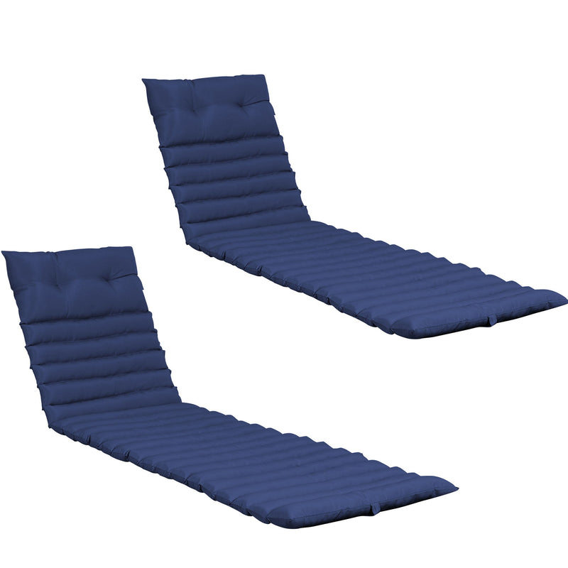72.83" Outdoor Lounge Chairs (Set of 2), Cushion Replacement Patio Funiture Seat Cushion Chaise Lounge Cushion - Navy Blue
