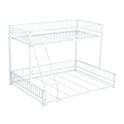 Bunk Bed Frame With Ladder And Safety Guardrails