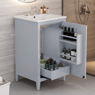 Modern Bathroom Vanity With Sink, Functional Drawer, Soft- Closing Door