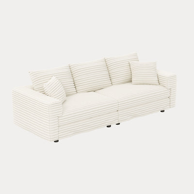 Plush Corduroy 4 Seat Sofa, Modern Comfy Upholstered Sofa Cloud Couch, Deep Seat Couches With Soft Pillows