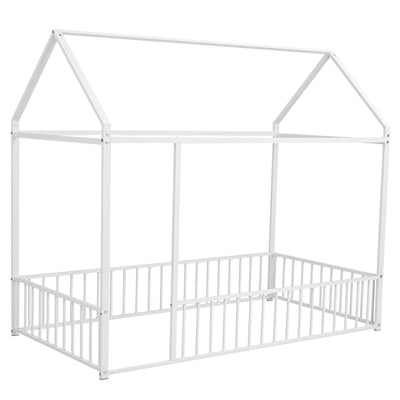 Metal Bed House Bed Frame With Fence