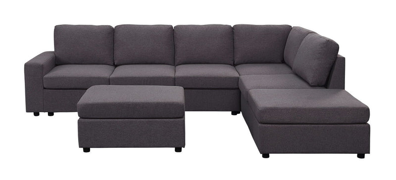 Cassia - 7 Seat Reversible Modular Sectional Sofa With Ottoman