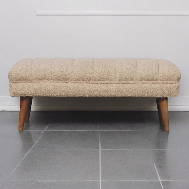 Boucle Puffer Bench - Beige