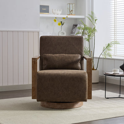 Swivel Modern Upholstered Accent Chair With Armrests