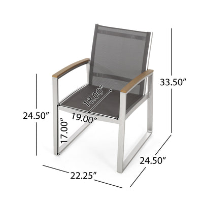 Poetic - Outdoor Dining Chair With Faux Wood Arms And Aluminum Frame (Set of 2) - Gray