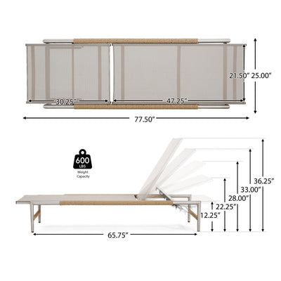 Hargrove - Outdoor Patio Aluminum Chaise Lounge (Set of 2) - Natural / Silver