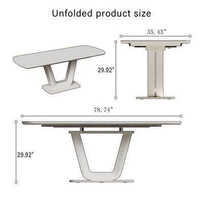 Modern Industrial Style Expandable Dining Table With U Shaped Legs - Antique Gray White