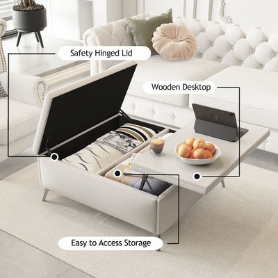 Modern Square Storage Ottoman Coffee Table With Lift-Top Design