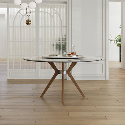 Dining Table With 35" Turntable - White