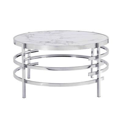 Round Table With Sintered Stone Top And Sturdy Metal Frame