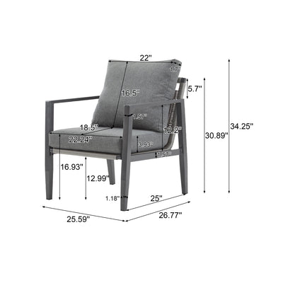 Modern Lounge Chair With Rope Accents And Cushions