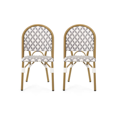 Chic French Bistro Chair With Durable Rattan And Aluminum Frame