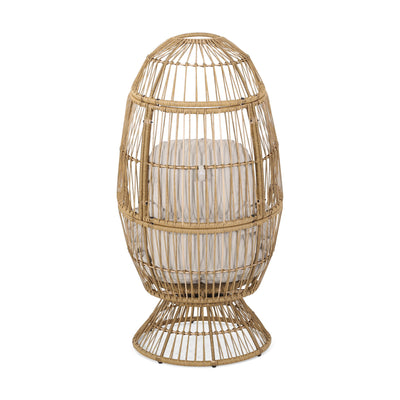 Patio Swivel Basket Egg Chair With Cushion