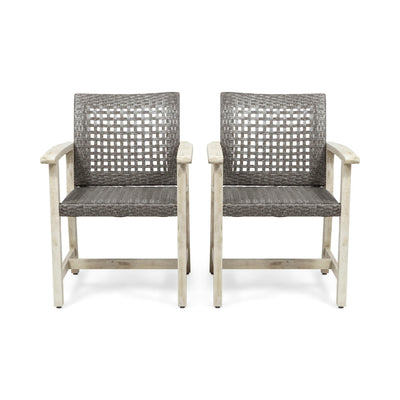 Outdoor Dining Chair Acacia Wood Frame (Set of 2)