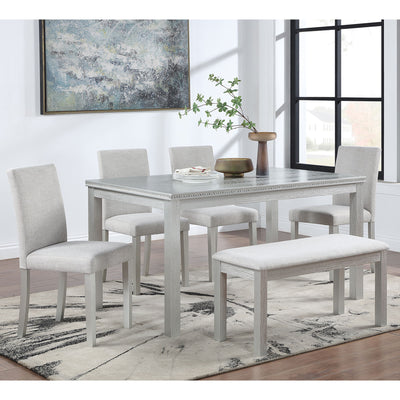 Dining Table Set With Crystal Decoration And Upholstered Chairs