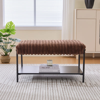 Upholstered Ottoman Coffee Table Foot Rest With Open Storage