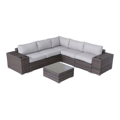Modern Patio Rattan Sectional Set With Cushions