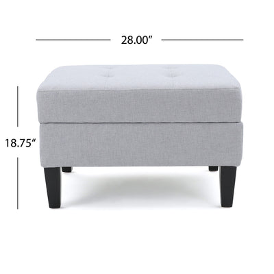 Storage Ottoman With Birch Wood Legs And Cushioned Top For Comfort