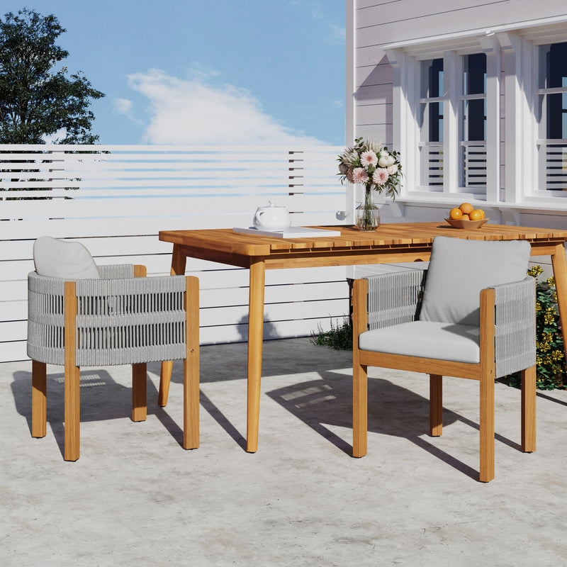 Outdoor Dining Chairs With Rope Handles (Set of 2)