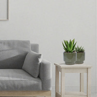 3 Pieces Ceramic Flowerpot, Planter For Patio, Garden Or Windowsills - Antique Light Green