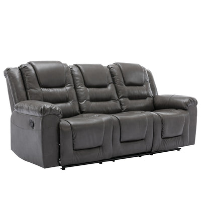 3 Seater Home Theater Recliner Manual Recliner Chair With Two Built-In Cup Holders For Living Room