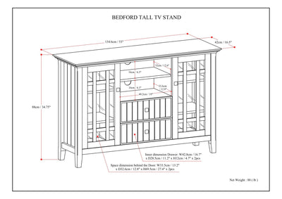 Bedford - Handcrafted Tall TV Media Stand