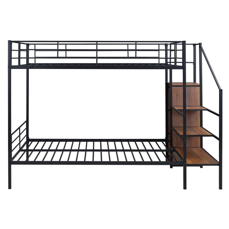 Bunk Bed With Lateral Storage Ladder And Wardrobe