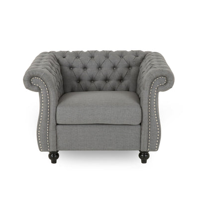 Nexuson - Upholstered Chesterfield Chair With Deep Tufted And Nailhead Trim