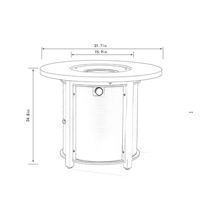 Propane Gas Fire Pit Table, 50000 Btu Round Steel Fire Pit