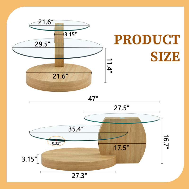 Contemporary Artistic Double Layer Coffee Table