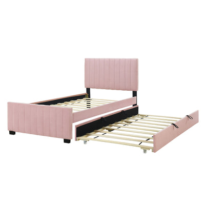 Upholstered Design Platform Bed With Trundle