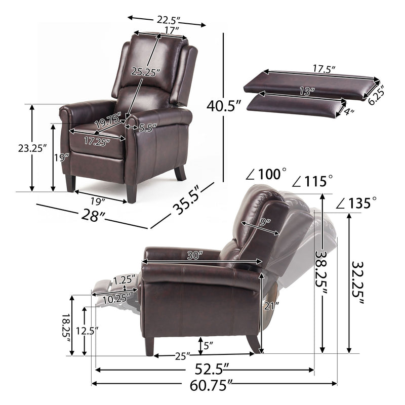 Memphis - Standard Recliner Club Chair - Burgundy