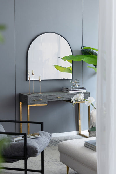 Arched Mirror With Metal Frame, Wall Mirror For Living Room Bedroom Entryway