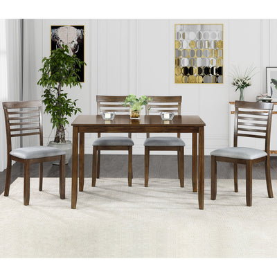 5 Pieces Modern Dining Set, Rectangular Wooden Dining Table With 4 Upholstered Chairs