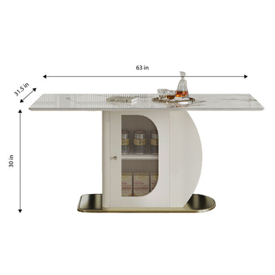 Dining Table For 4 - 6 People, Storage Shelf - White
