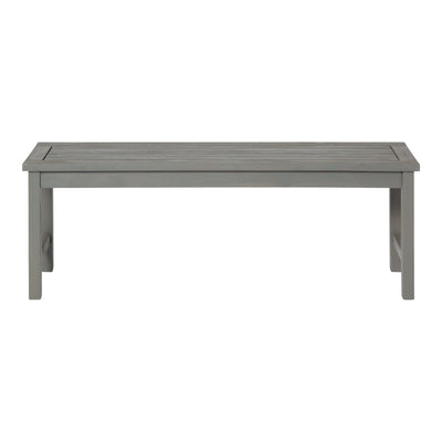 Modern Slat Top Solid Wood Patio Bench