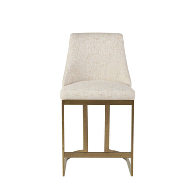 Modern Upholstered Counter Stool With Metal Base - Cream