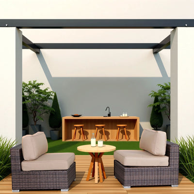 Wide Armless Outdoor Chairs With Cushions (Set of 2)