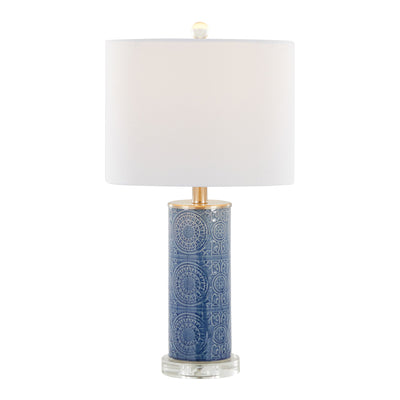 Spyro - Contemporary Table Lamp - Bijou Blue / White / Clear Crystal / Nickel