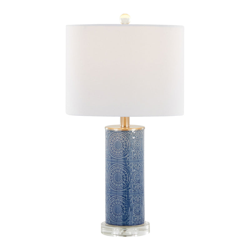 Spyro - Contemporary Table Lamp - Bijou Blue / White / Clear Crystal / Nickel