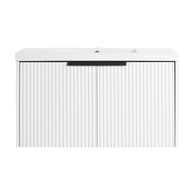 Contemporary Wall Mounted Bathroom Vanity With Resin Double Sink