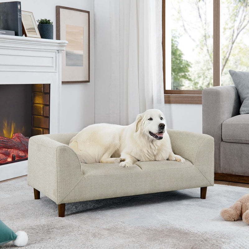Modern Rectangular Pet Sofa With Backrest And Armrests For Small And Medium Dogs, Soft Cushion
