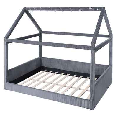 Upholstered House Style Daybed With LED Light Strips